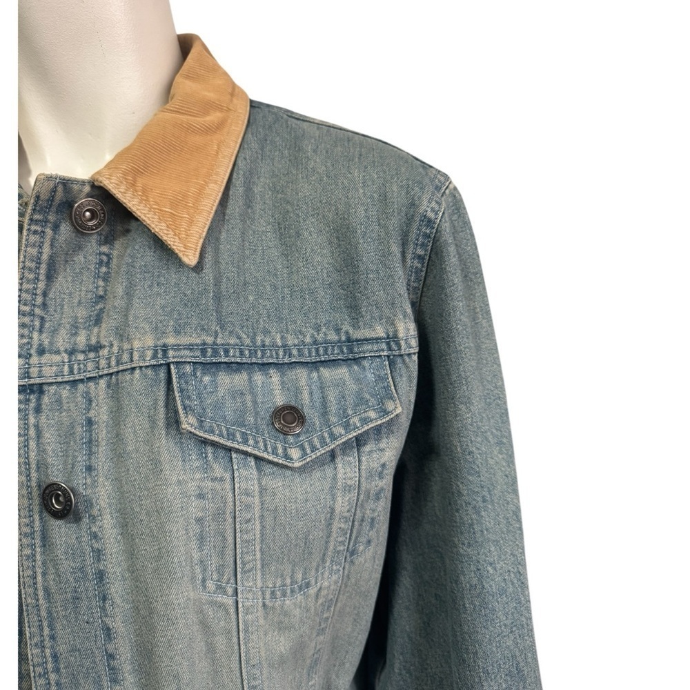 Lauren Ralph Lauren Denim Jacket Corduroy Collar Women’s Large Preppy Classic - Picture 5 of 12